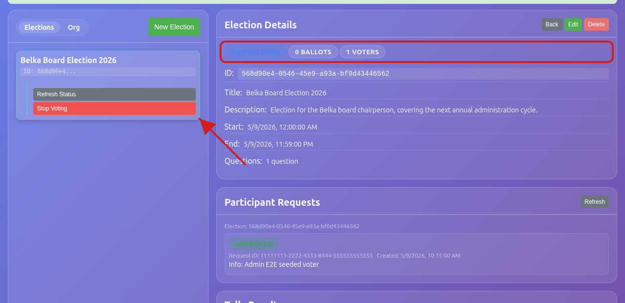 Election after voting starts
