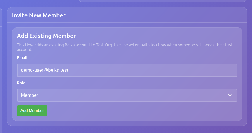 Add an existing organization member